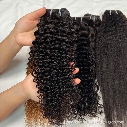 SPARK Full Cuticle Aligned Virgin Brazilian Ombre human hair bundles 3 tone color ombre remy human hair extensions